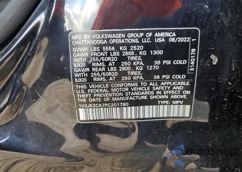 2023 Volkswagen Atlas Cross Sport Se from USA, damaged, VIN 1V2JE2CA7PC201780